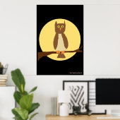 Owl in het poster Moon (Thuiskantoor)