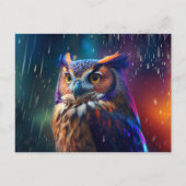 Owl in het Rain Vivid Art Briefkaart (Voorkant)