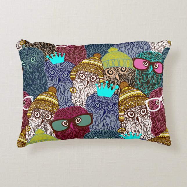 Owl in kroon accent kussen (Voorkant)