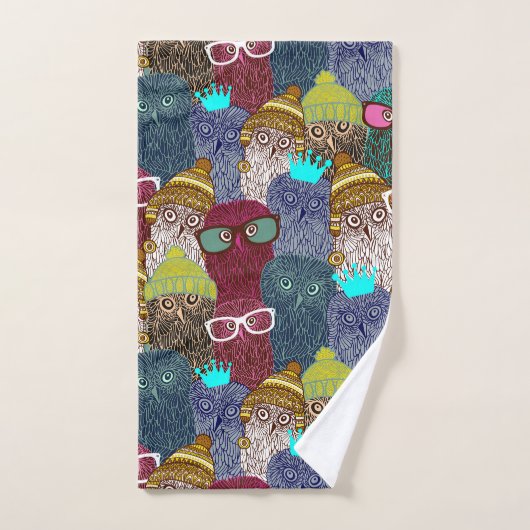 Owl in kroon bad handdoek (Handdoek)