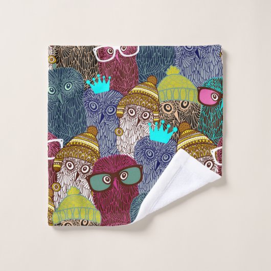 Owl in kroon bad handdoek (Wasdoekje)