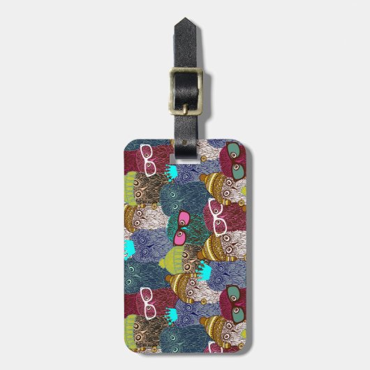 Owl in kroon bagagelabel (Voorkant verticaal)