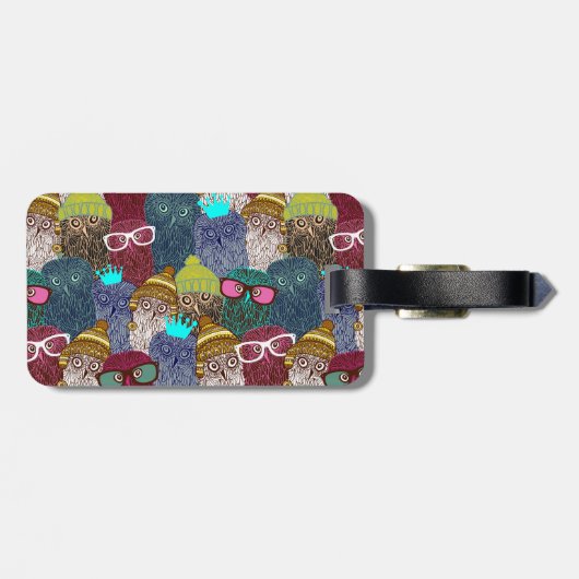 Owl in kroon bagagelabel (Achterkant horizontaal)