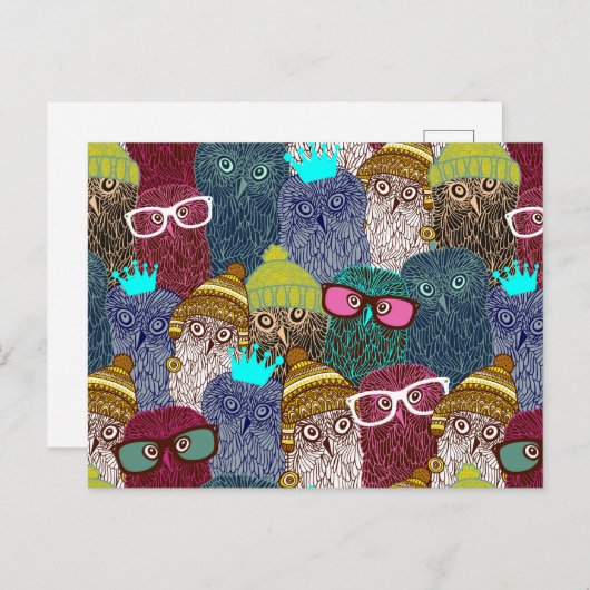 Owl in kroon briefkaart (Voorkant / Achterkant)