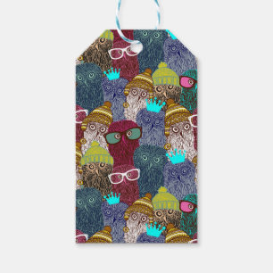 Owl in kroon cadeaulabel