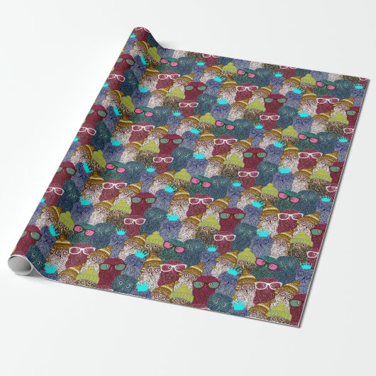 Owl in kroon cadeaupapier (Uitgerold)