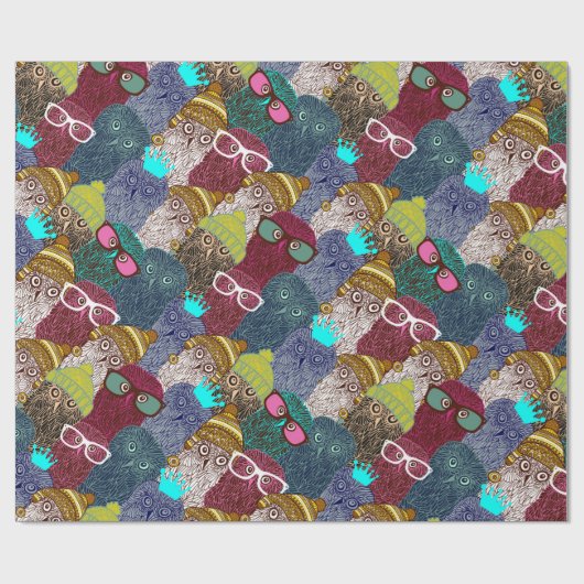 Owl in kroon cadeaupapier (Vlak)