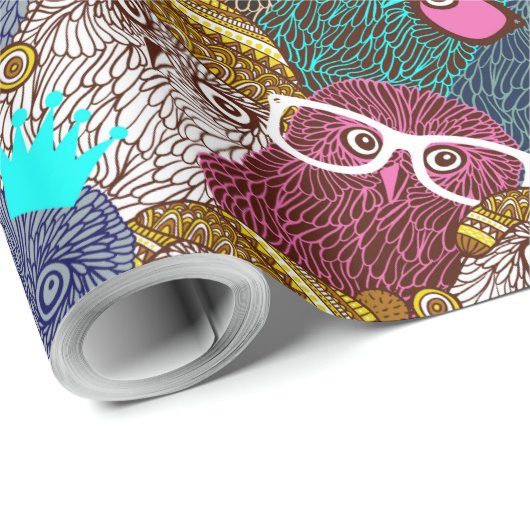 Owl in kroon cadeaupapier (Rol Hoek)