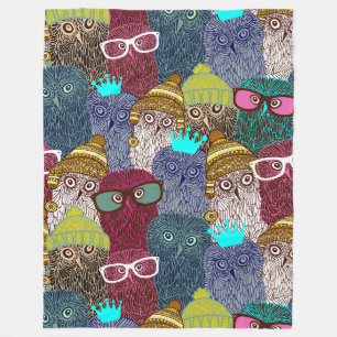Owl in kroon fleece deken