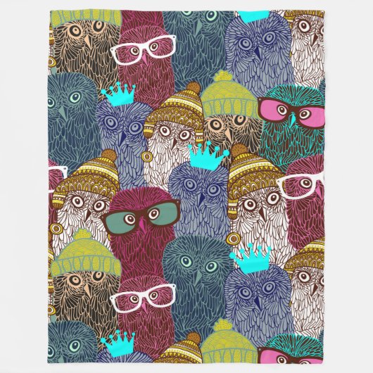 Owl in kroon fleece deken (Voorkant)