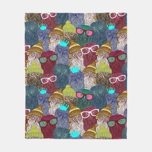 Owl in kroon fleece deken (Voorkant)