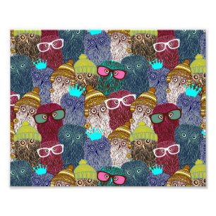 Owl in kroon foto afdruk