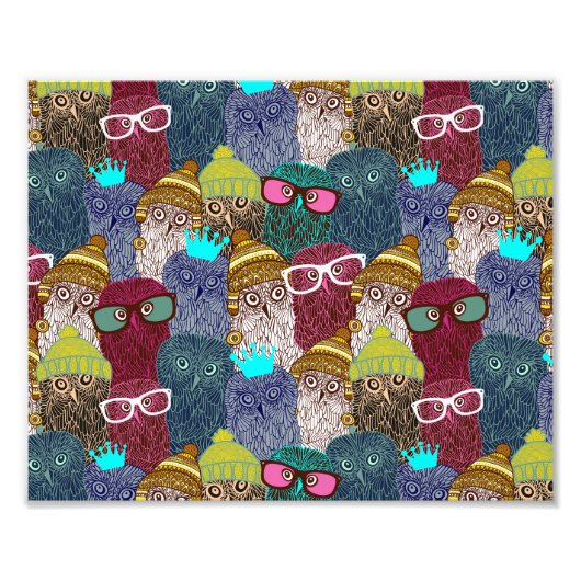 Owl in kroon foto afdruk (Voorkant)