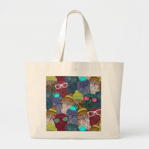 Owl in kroon grote tote bag