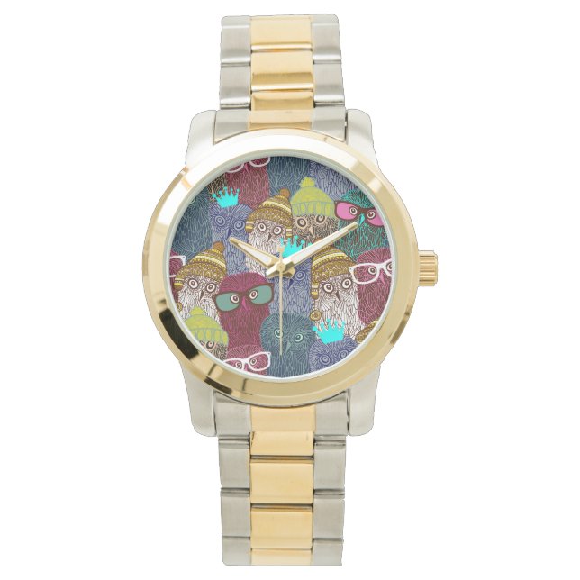 Owl in kroon horloge (Voorkant)