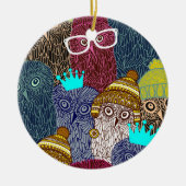 Owl in kroon keramisch ornament (Voorkant)