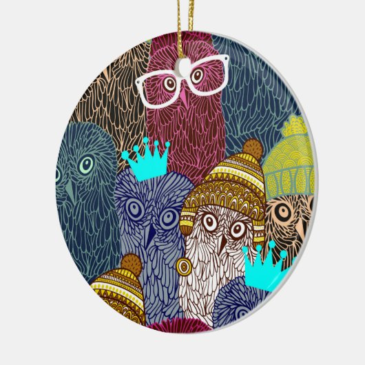 Owl in kroon keramisch ornament (Links)