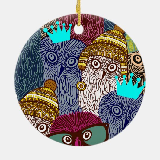 Owl in kroon keramisch ornament (Achterkant)