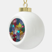 Owl in kroon keramische bal ornament (Rechts)