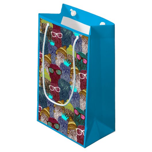 Owl in kroon klein cadeauzakje (Voorkant Gekanteld)