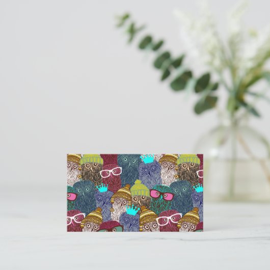 Owl in kroon kortingskaartje (Staand voorkant)