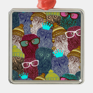 Owl in kroon metalen ornament