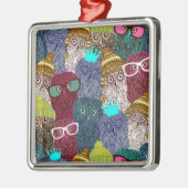 Owl in kroon metalen ornament (Links)