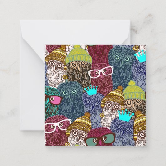 Owl in kroon notitiekaartje (Voorkant)