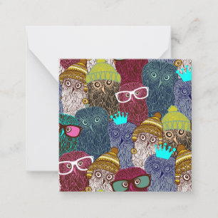 Owl in kroon notitiekaartje