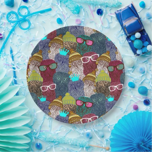 Owl in kroon papieren bordje (Feest)