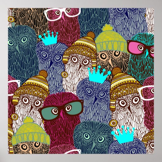 Owl in kroon poster (Voorkant)