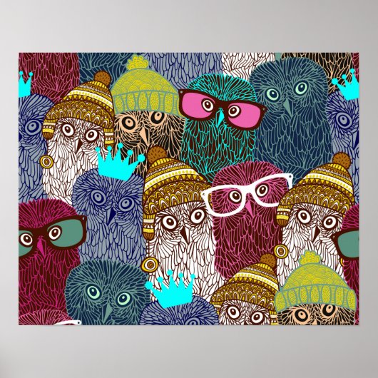 Owl in kroon poster (Voorkant)