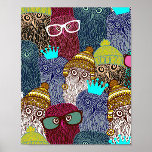 Owl in kroon poster