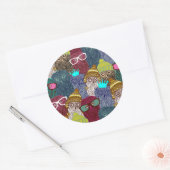 Owl in kroon ronde sticker (Envelop)