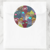 Owl in kroon ronde sticker (Tas)