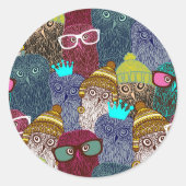 Owl in kroon ronde sticker (Voorkant)