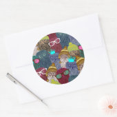 Owl in kroon ronde sticker (Envelop)