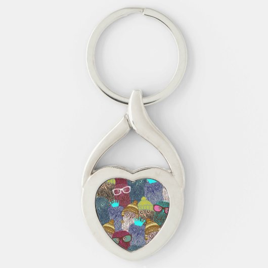 Owl in kroon sleutelhanger (Voorkant)