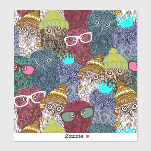 Owl in kroon sticker (Vel)