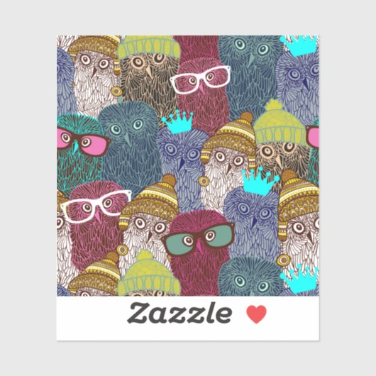 Owl in kroon sticker (Vel)