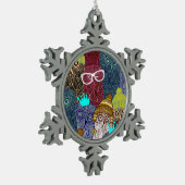 Owl in kroon tin sneeuwvlok ornament (Links)