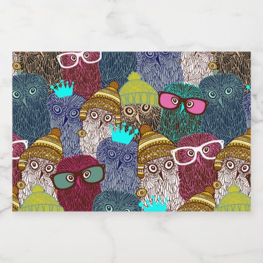 Owl in kroon voedselcontainer etiket (Enkel label)