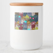 Owl in kroon voedselcontainer etiket (Voorkant)