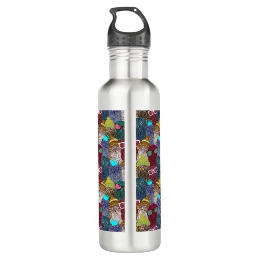 Owl in kroon waterfles  (Achterkant)