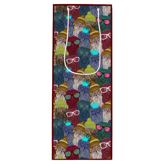 Owl in kroon wijn cadeautas (Voorkant)