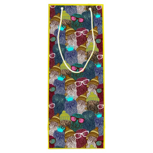 Owl in kroon wijn cadeautas (Achterkant)