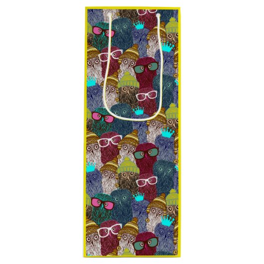 Owl in kroon wijn cadeautas (Voorkant)