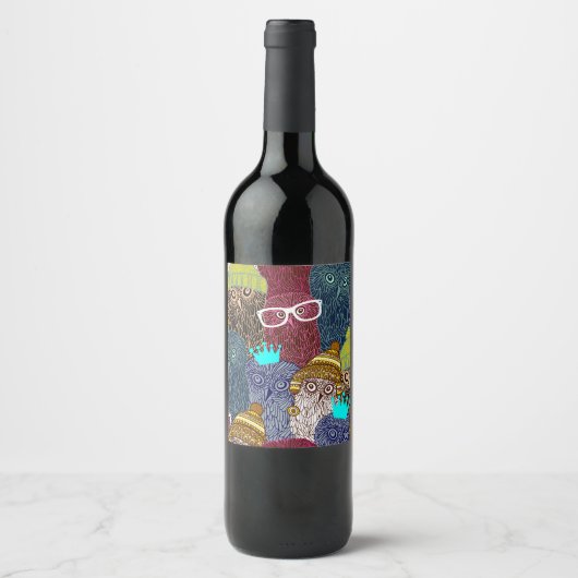 Owl in kroon wijn etiket (Voorkant)