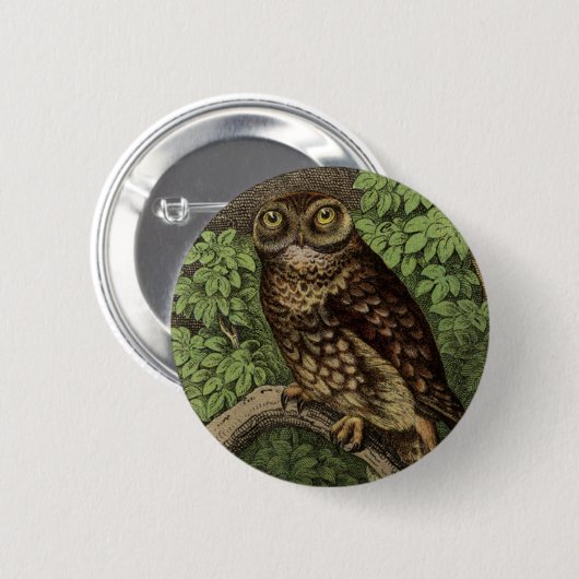 Owl in Leaves Button (Voorkant /achterkant)