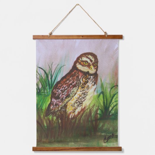 Owl in nature watercolor art hangend wandkleed (Voorkant)